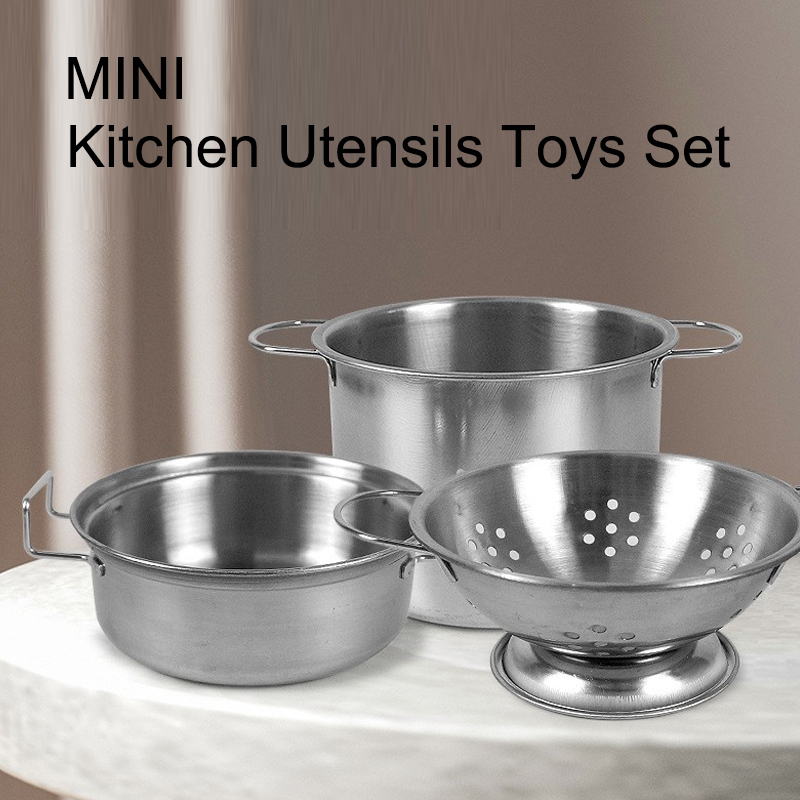 AliExpress Play Pots and Pans Toys for Kids - Kitchen Playset Pretend Cookware Mini Stainless Steel Cooking Utensils Development Toys, view 5