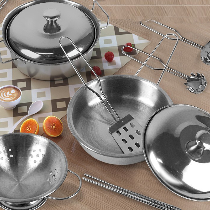 AliExpress Play Pots and Pans Toys for Kids - Kitchen Playset Pretend Cookware Mini Stainless Steel Cooking Utensils Development Toys, view 6