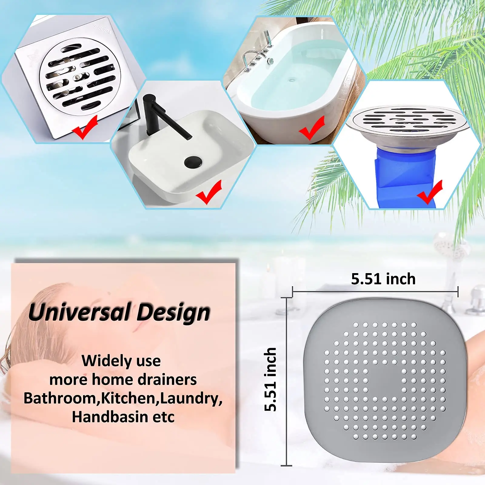 AliExpress Silicone Drain Hair Catcher and Sink Stopper, view 5