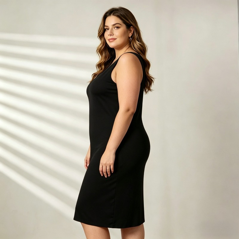 AliExpress Plus Size Full Slips Dresses For Women Thin Seamless Ice Silk Summer Petticoat Underskirt Dress Sleeveless Inner Vest Dress 5XL, view 4