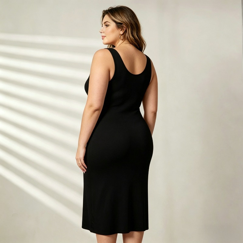 AliExpress Plus Size Full Slips Dresses For Women Thin Seamless Ice Silk Summer Petticoat Underskirt Dress Sleeveless Inner Vest Dress 5XL, view 5