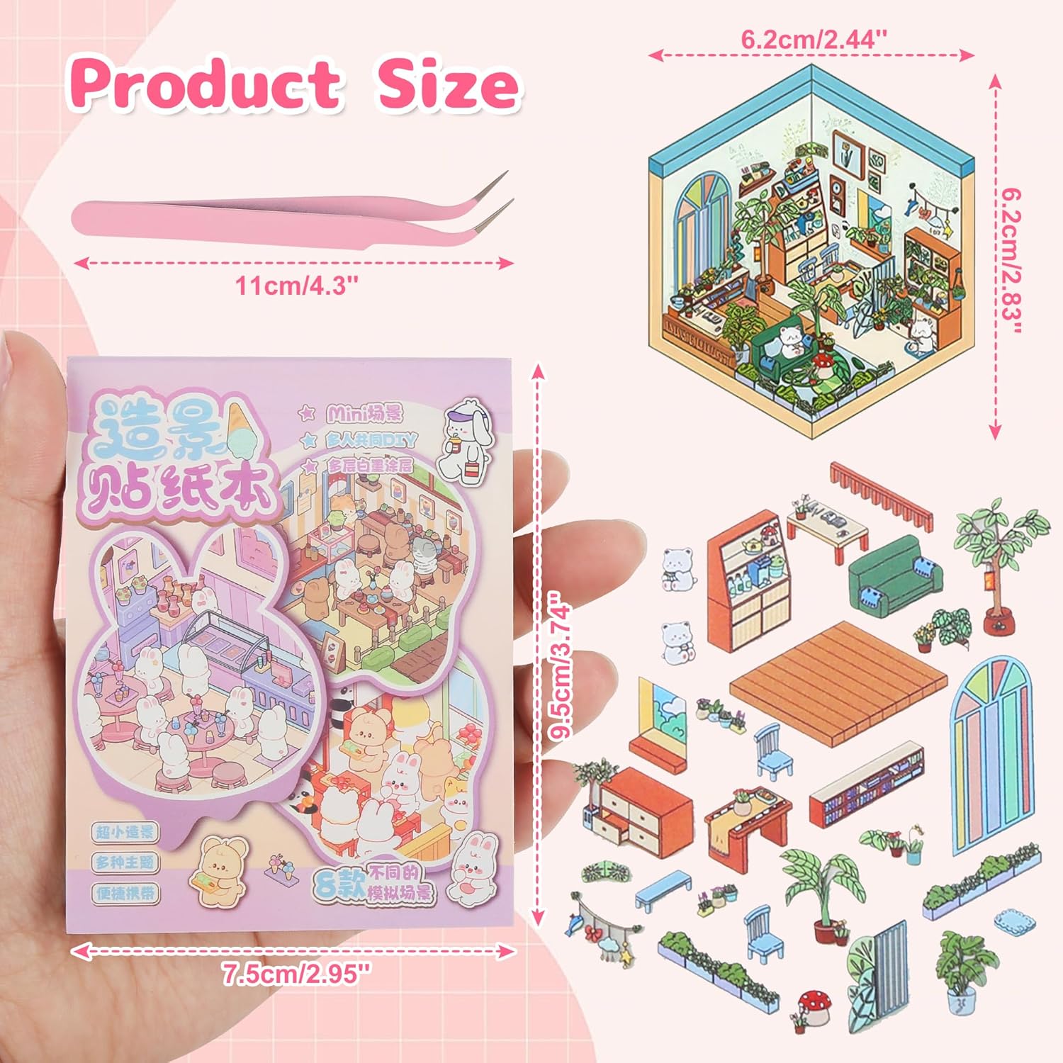 AliExpress Pocket DIY 3D Sticker Scene Collection Book DIY 3D House Stickers Therapy Cute Cartoon Mini Stickers Scenes for Relief Stress, view 2