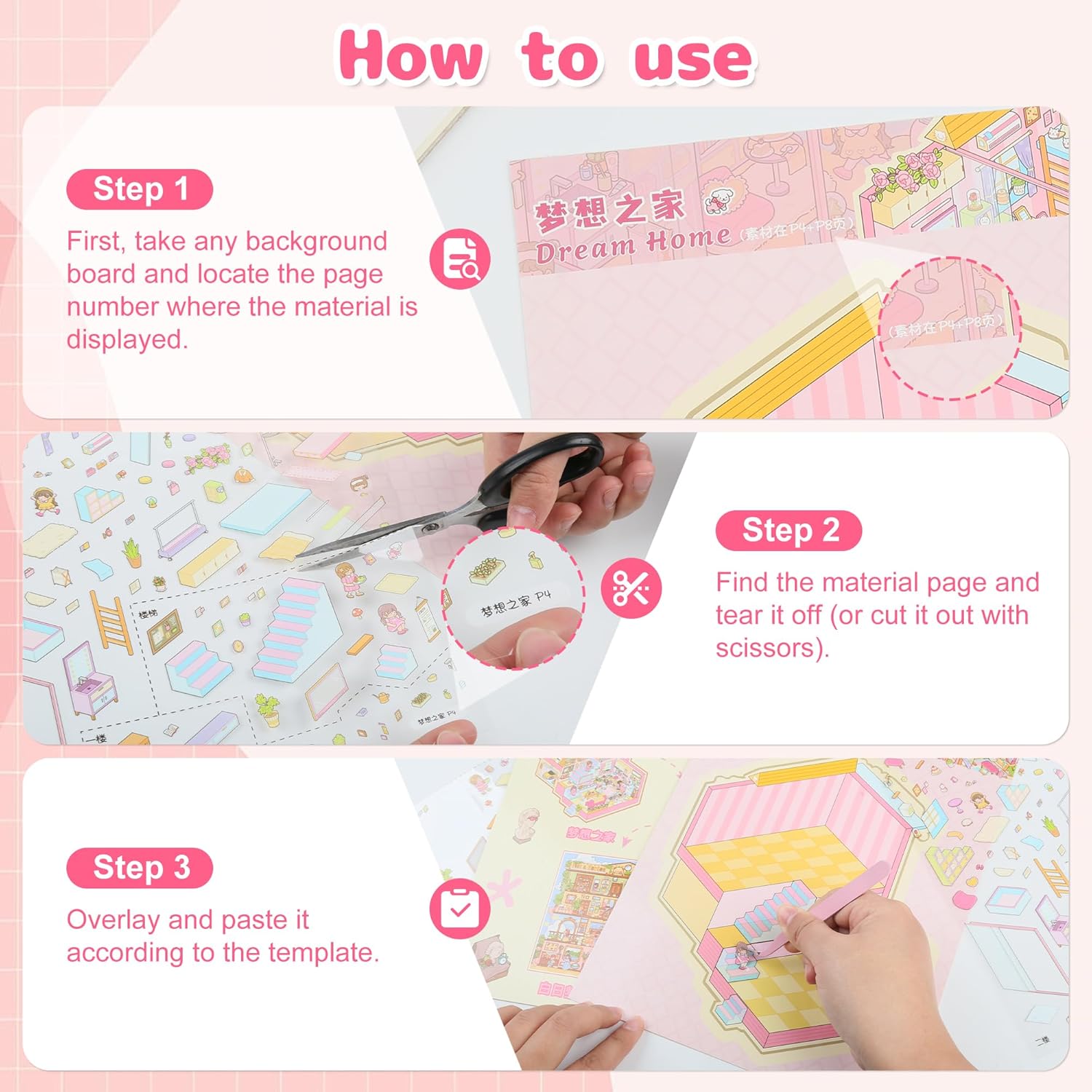 AliExpress Pocket DIY 3D Sticker Scene Collection Book DIY 3D House Stickers Therapy Cute Cartoon Mini Stickers Scenes for Relief Stress, view 4