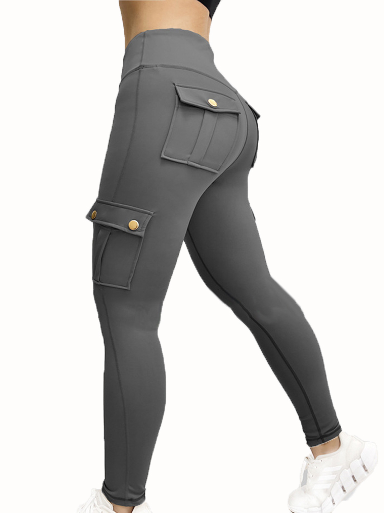 AliExpress Pockets Gym Leggings Women High Waist Fashion Fitness Pants Skinny Stretch Outdoors Comfortable Sport  Leggings, view 4