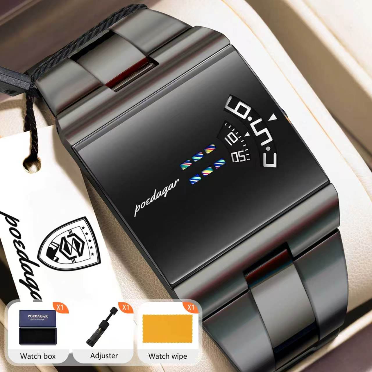 AliExpress POEDAGAR Men's Stainless Steel Quartz Watch