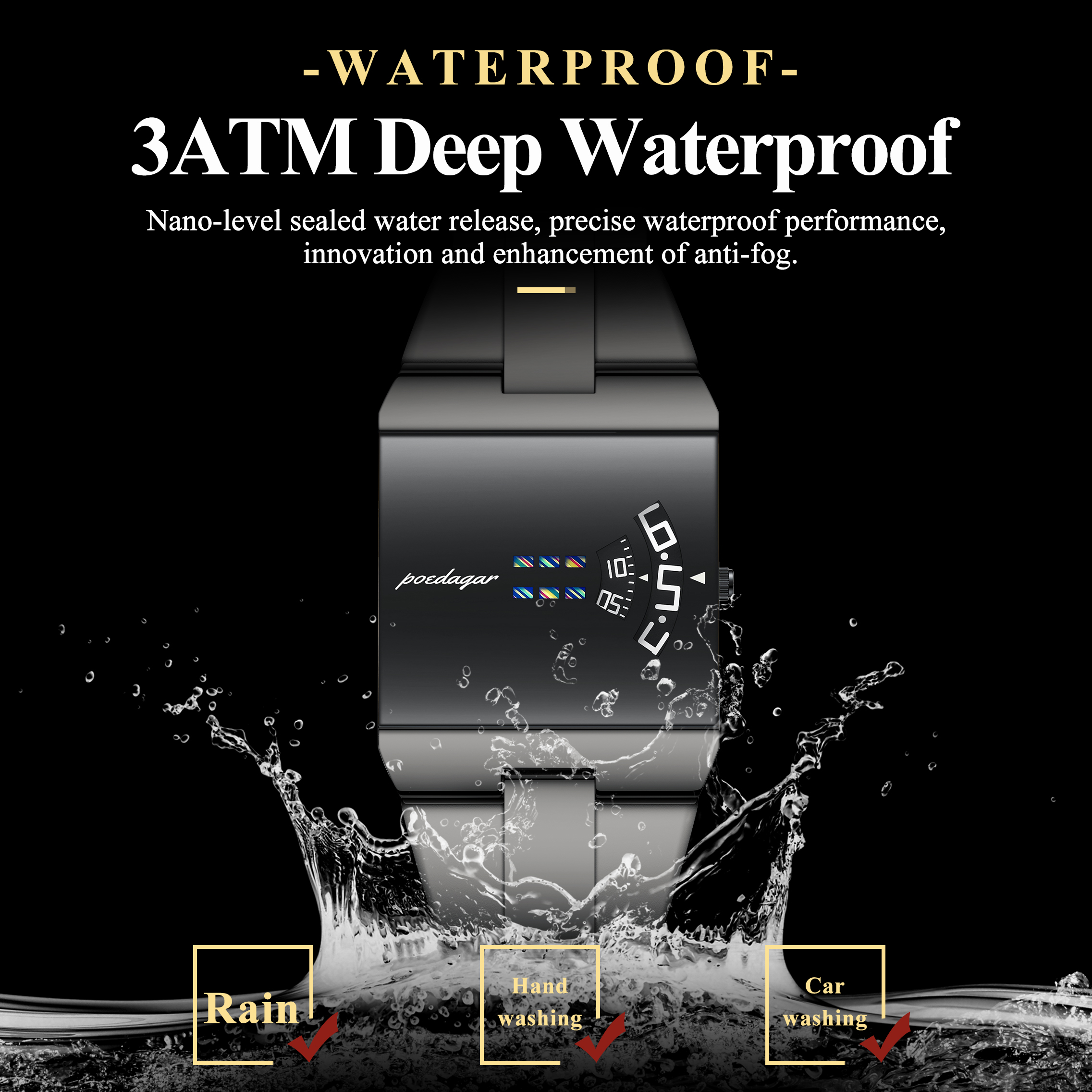 AliExpress POEDAGAR Men's Stainless Steel Quartz Watch, view 4