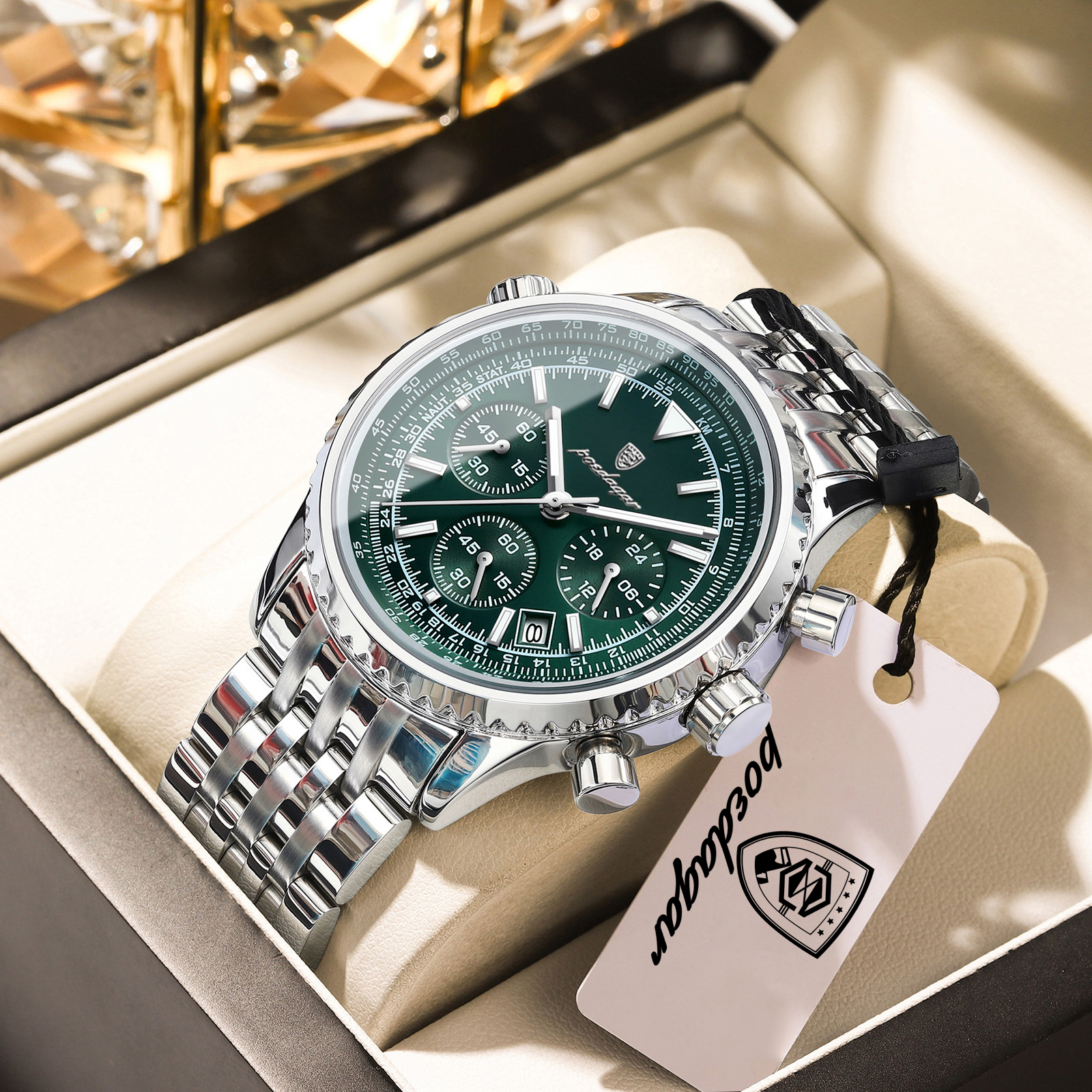 AliExpress POEDAGAR Men's Chronograph-Style Quartz Watch, view 2