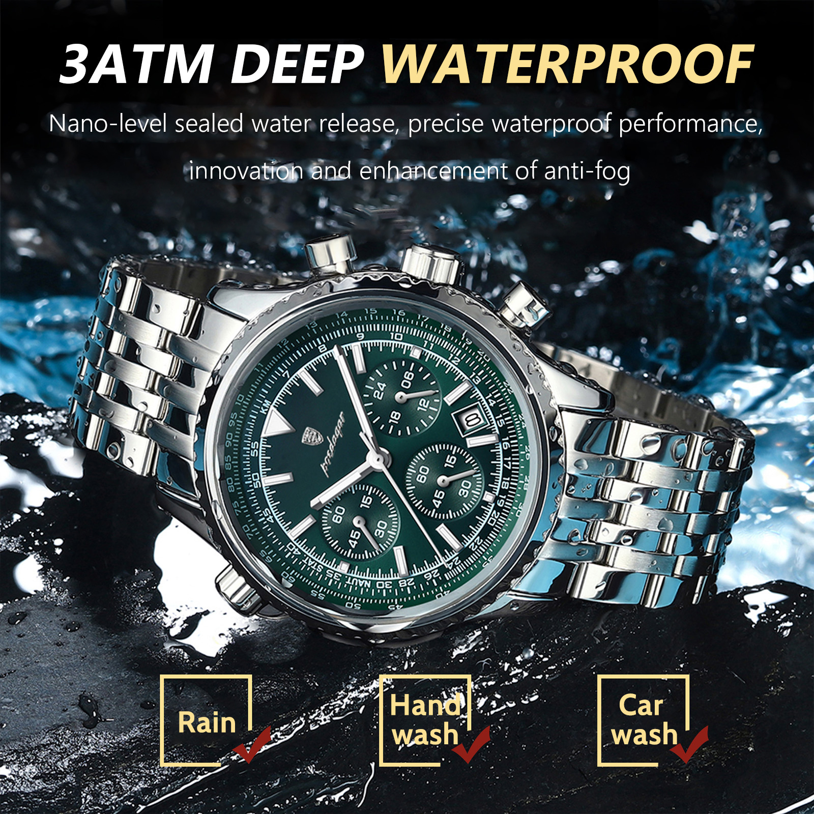 AliExpress POEDAGAR Men's Chronograph-Style Quartz Watch, view 3