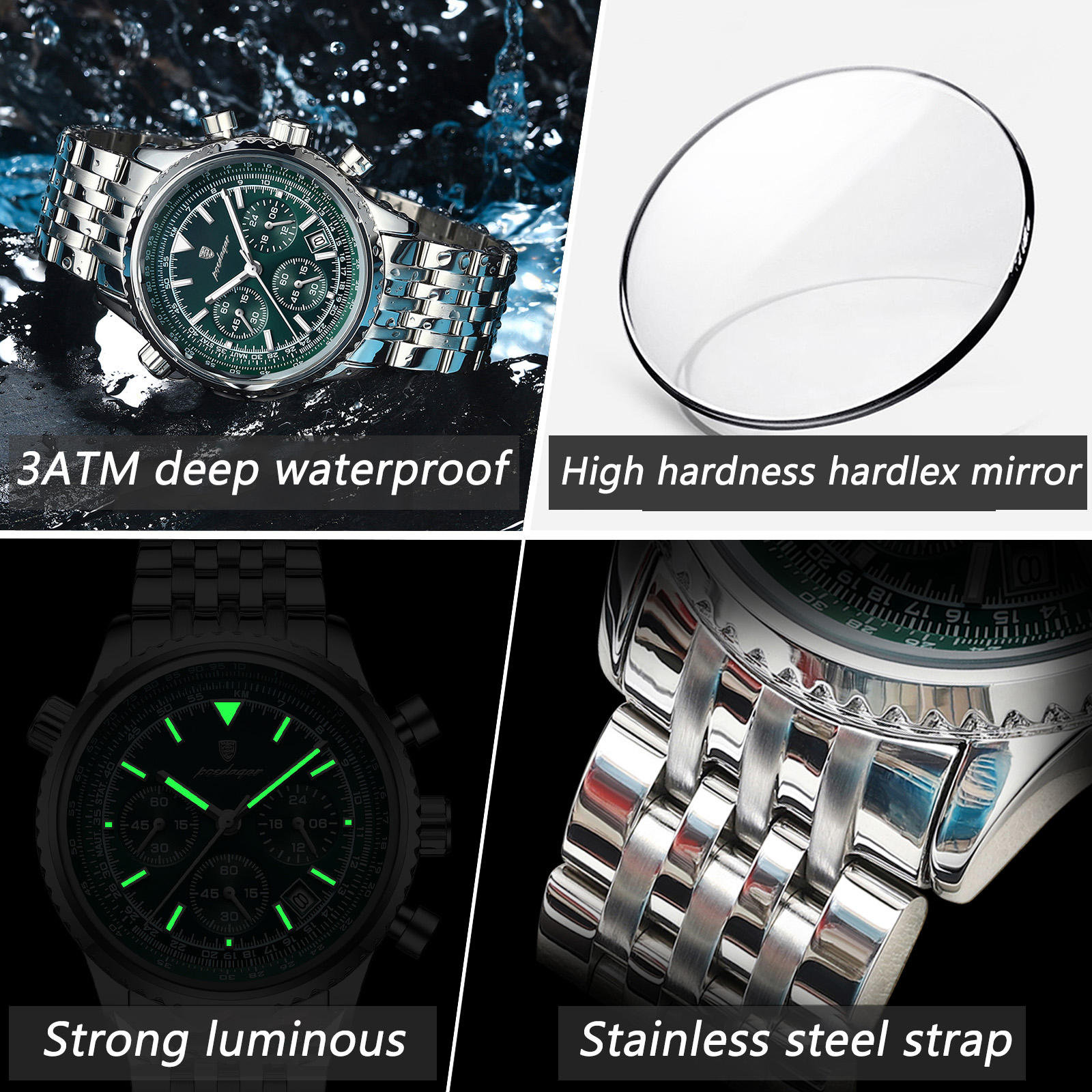 AliExpress POEDAGAR Men's Chronograph-Style Quartz Watch, view 4