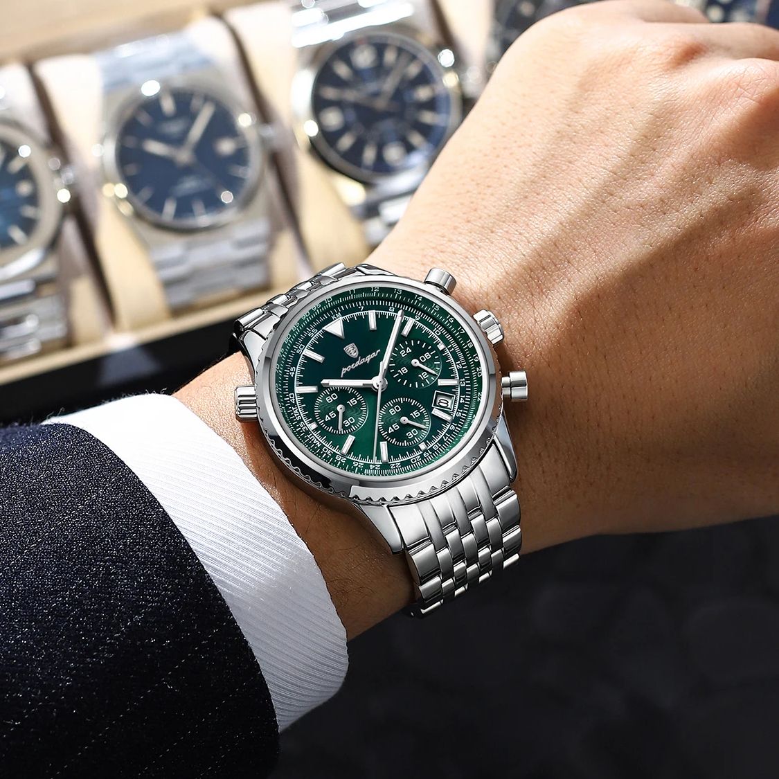 AliExpress POEDAGAR Men's Chronograph-Style Quartz Watch, view 6