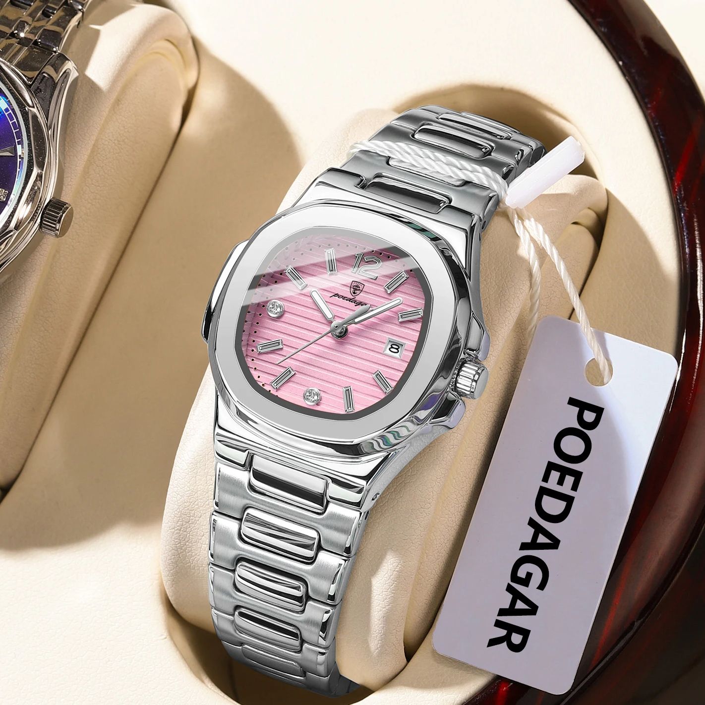 AliExpress POEDAGAR Women's Square Luminous Quartz Watch