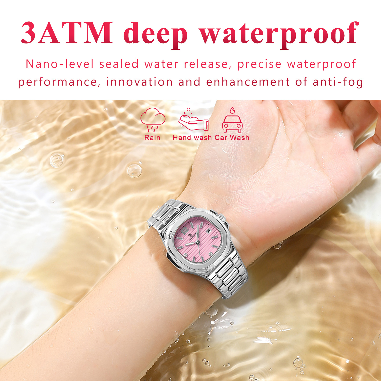 AliExpress POEDAGAR Women's Square Luminous Quartz Watch, view 3