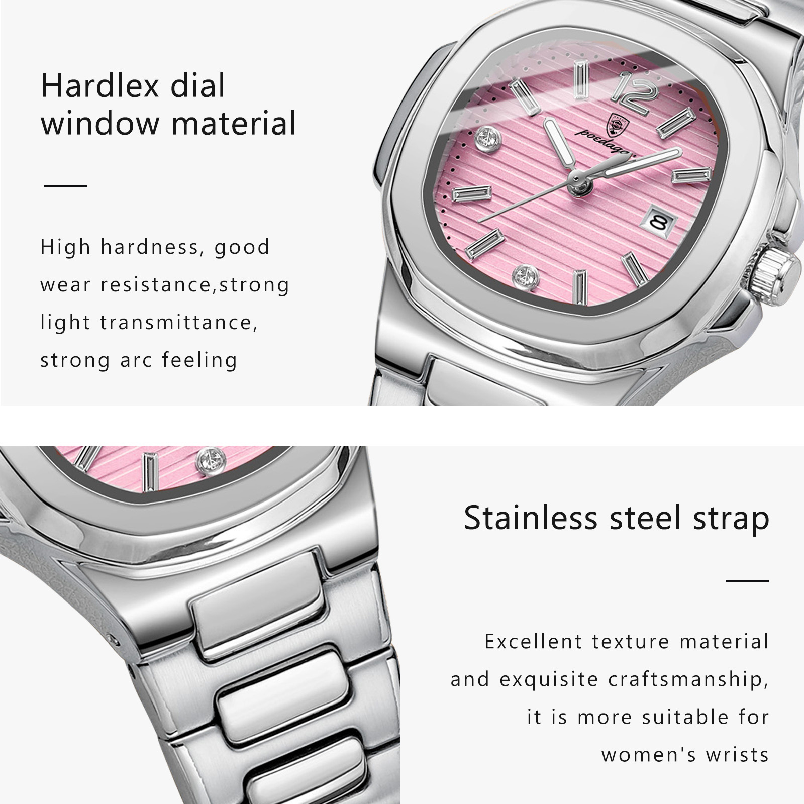 AliExpress POEDAGAR Women's Square Luminous Quartz Watch, view 5