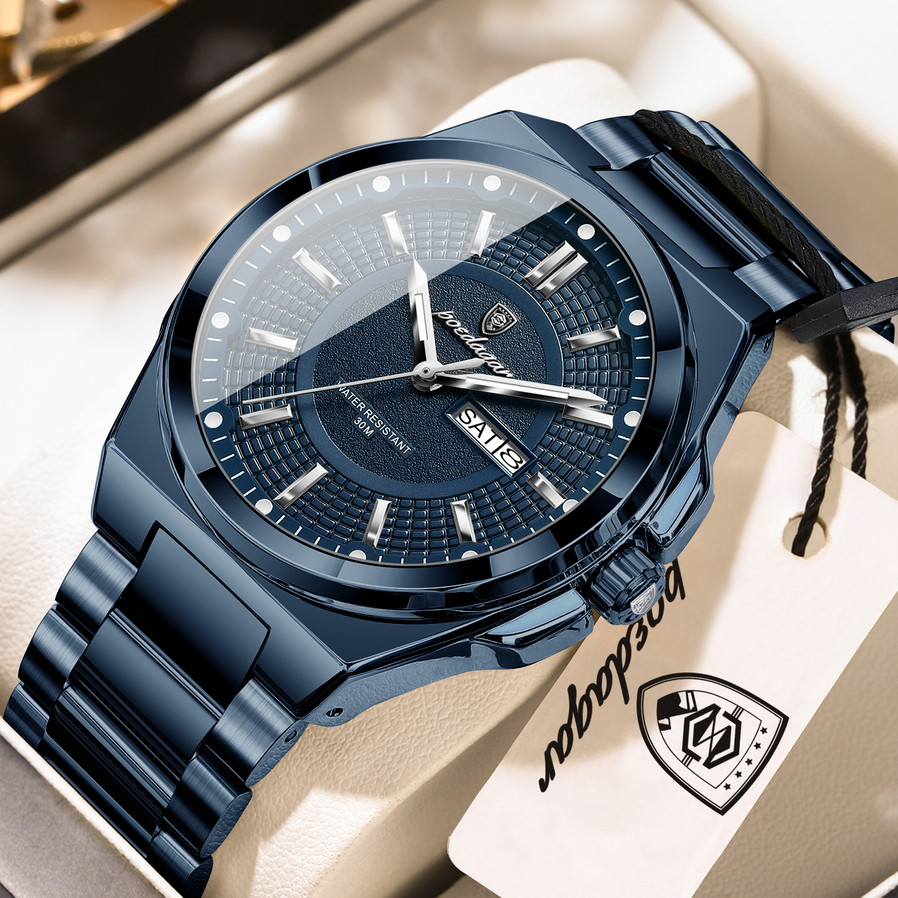 AliExpress POEDAGAR Men's Stainless Steel Quartz Watch