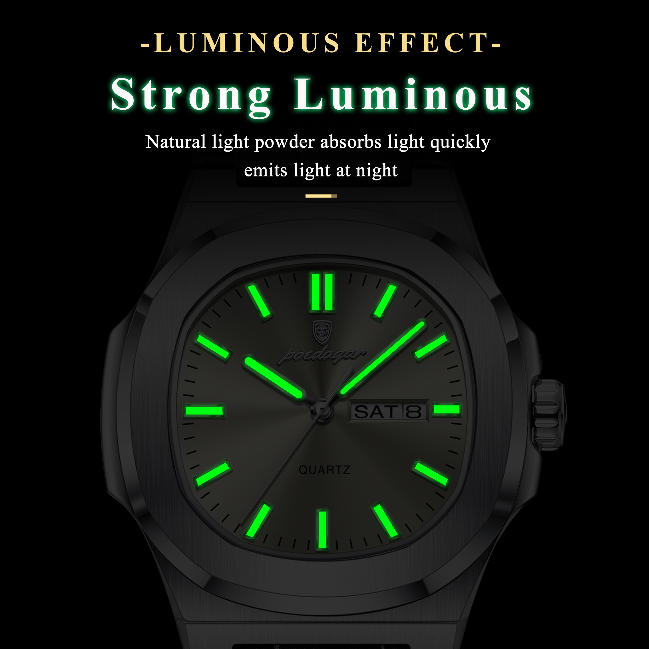 AliExpress POEDAGAR Men's Luminous Quartz Business Watch, view 3