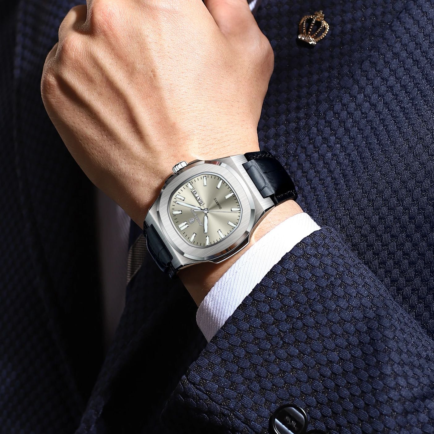 AliExpress POEDAGAR Men's Luminous Quartz Business Watch, view 5