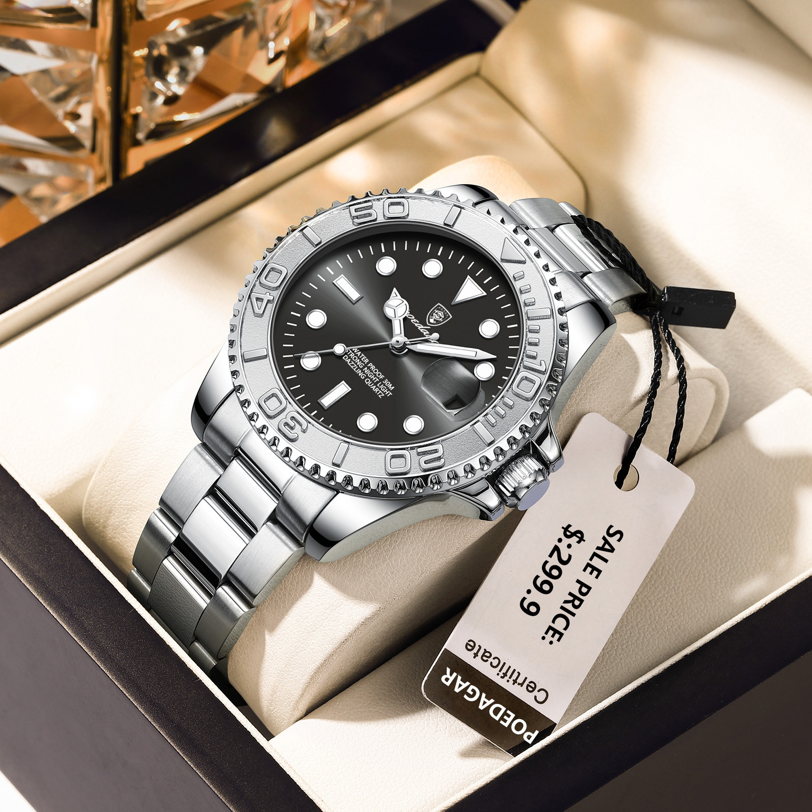 AliExpress POEDAGAR Men's Stainless Steel Quartz Sport Watch
