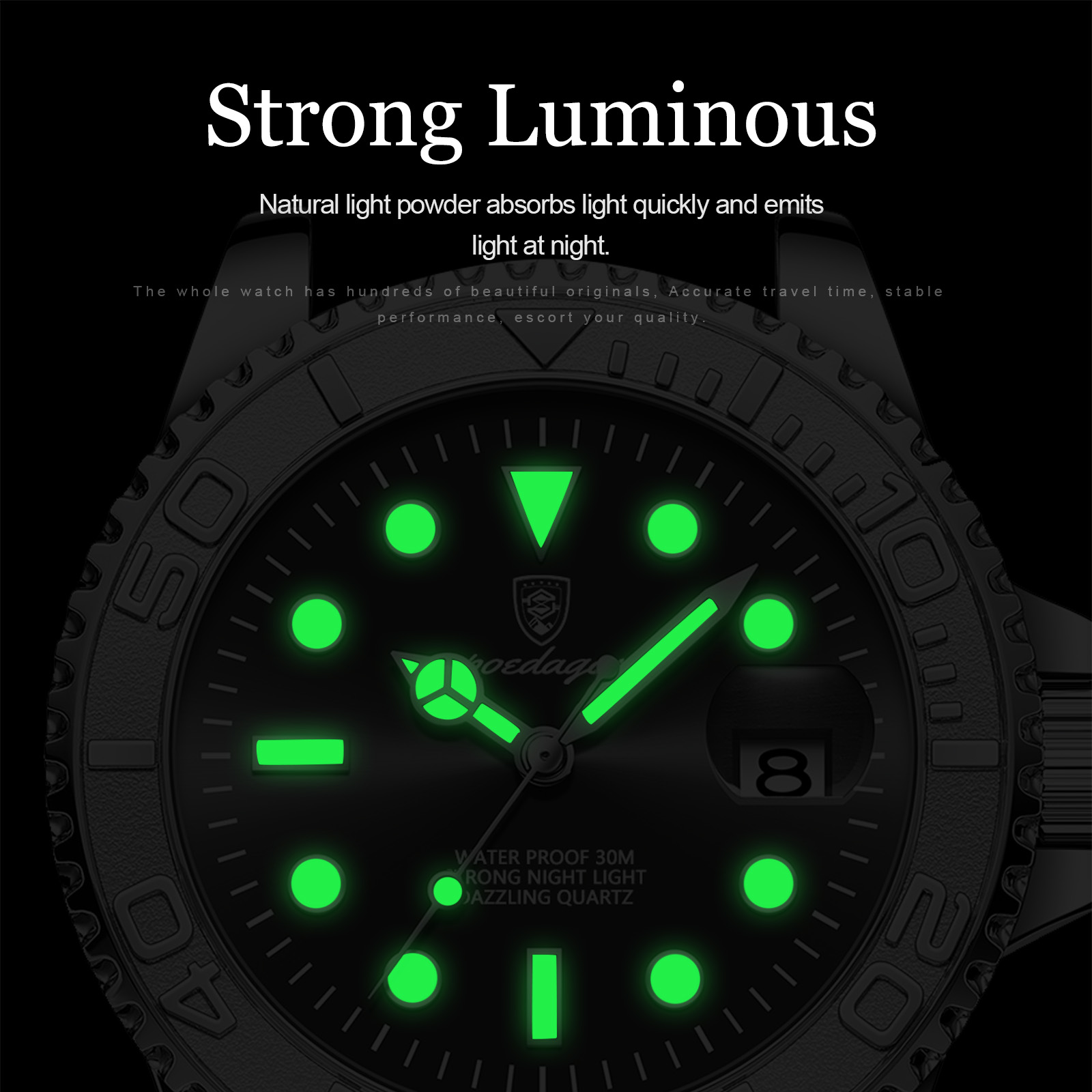 AliExpress POEDAGAR Men's Stainless Steel Quartz Sport Watch, view 4