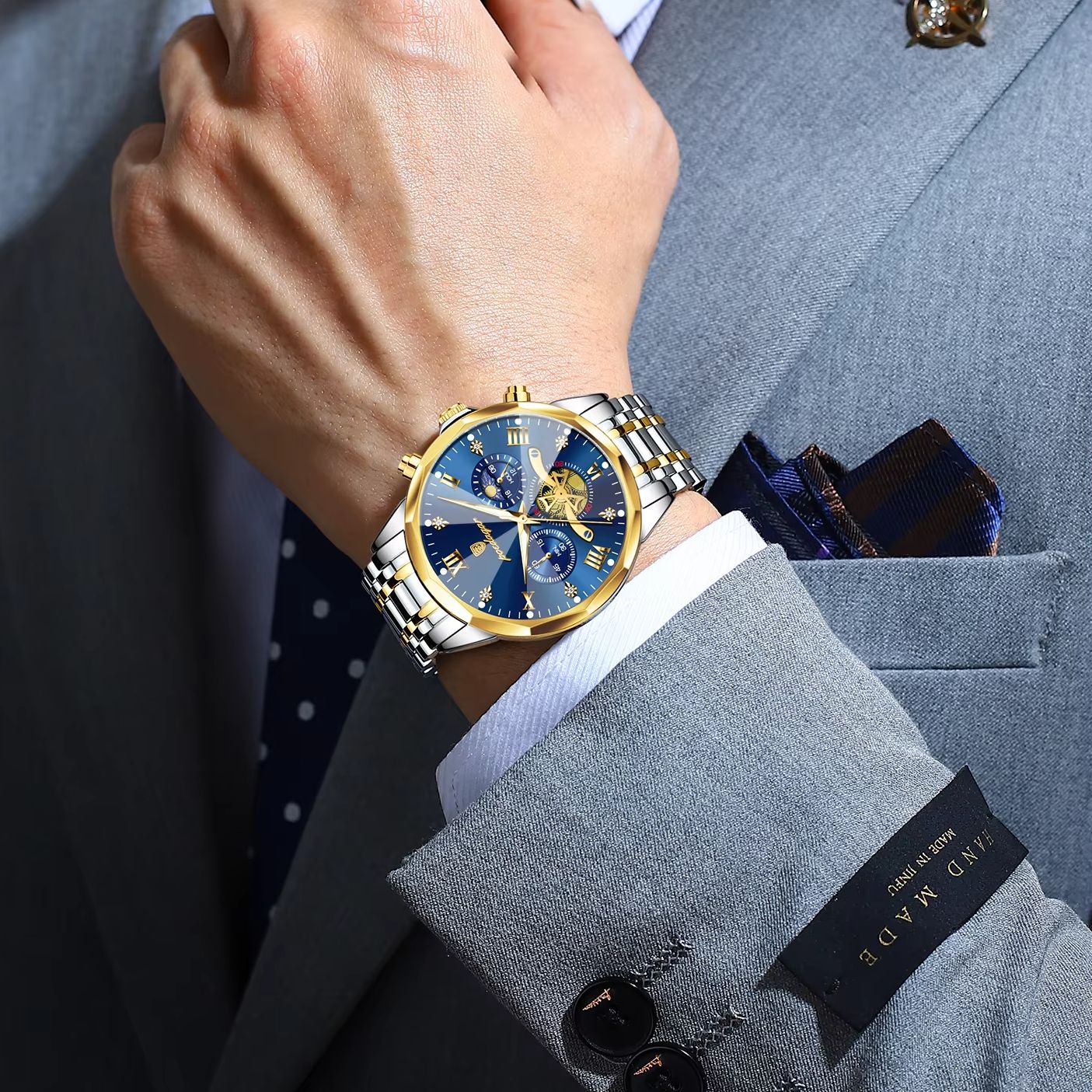 AliExpress POEDAGAR Men's Luminous Chronograph Watch, view 5