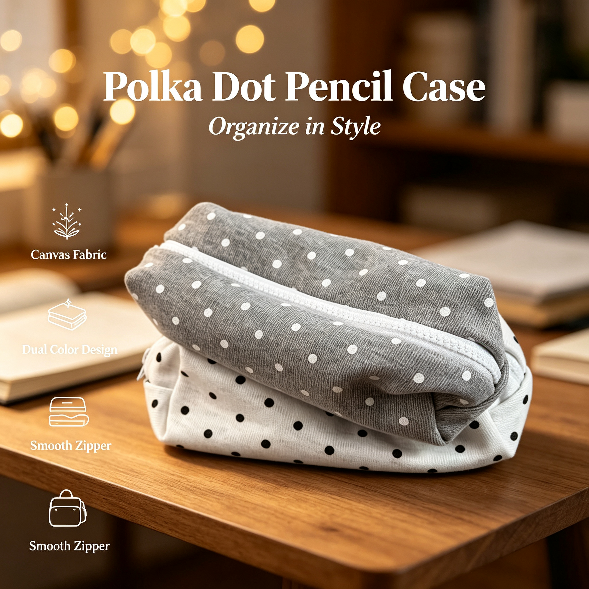 AliExpress Polka Dot Soft-Touch Pencil Case Pouch