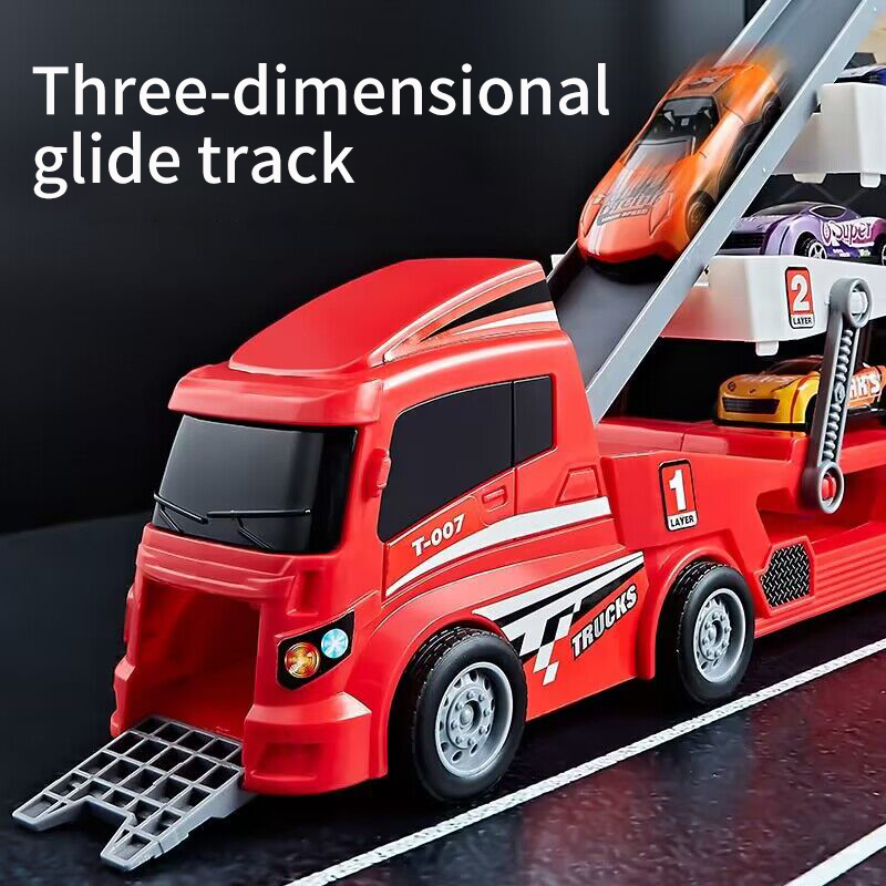 AliExpress Pop-up Container-Style Truck Engineering Vehicle, Racing Toy, Children's Toy Push-Pull Vehicle Equipped with 6 Alloy Wheels, Chi, view 4