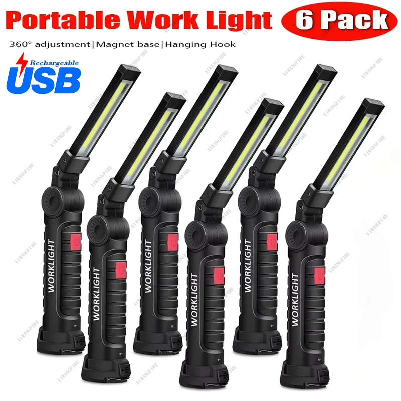 AliExpress Portable COB LED Work Light USB Rechargeable LED Flashlight Inspection Lamp With Magnetic Hook Power Bank 18650 Battery Torch