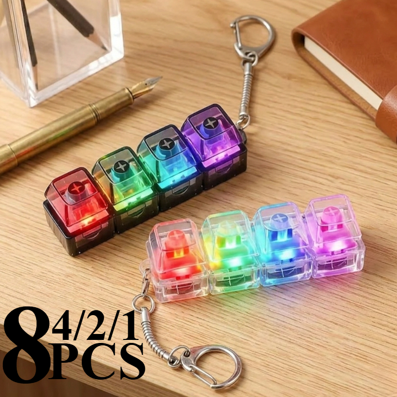 AliExpress Portable LED Light Up Keychain Fidget Toy Clickable Button Keyboard Design for Stress Anxiety Relief Office Desk Decor Fun Gift