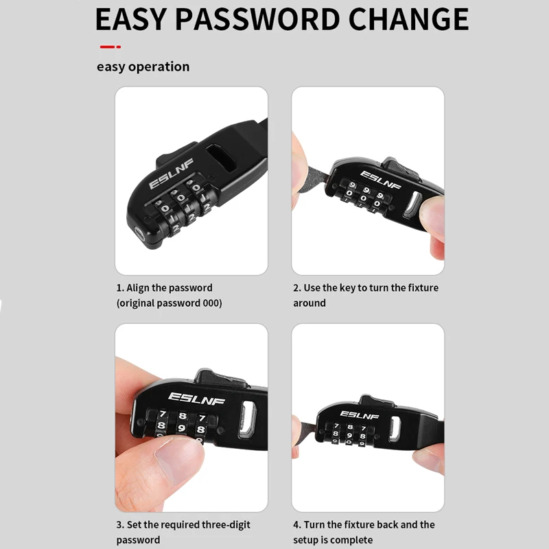 AliExpress Portable Multi-Purpose Zip-Tie Password Locks Motorcycle Helmet Lock Mountain Bike Cable Ties Locks Bicycle Lock, view 6