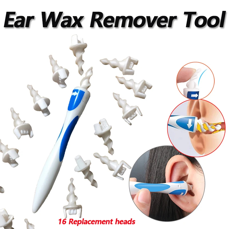 AliExpress Portable Spiral Ear Wax Remover Tool Ear Cleaner with Soft Silicone 16 Replacement Tips Simply To Grab Extract Earwax, view 3
