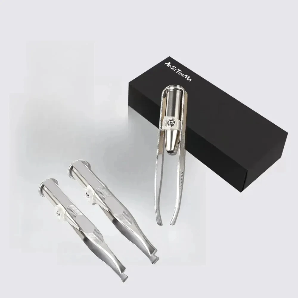AliExpress Portable Stainless Steel Led Make Up LED Light Eyelash Eyebrow Clip Tweezer Set Smart Design Hair Remove Tweezer Makeup Tool, view 4