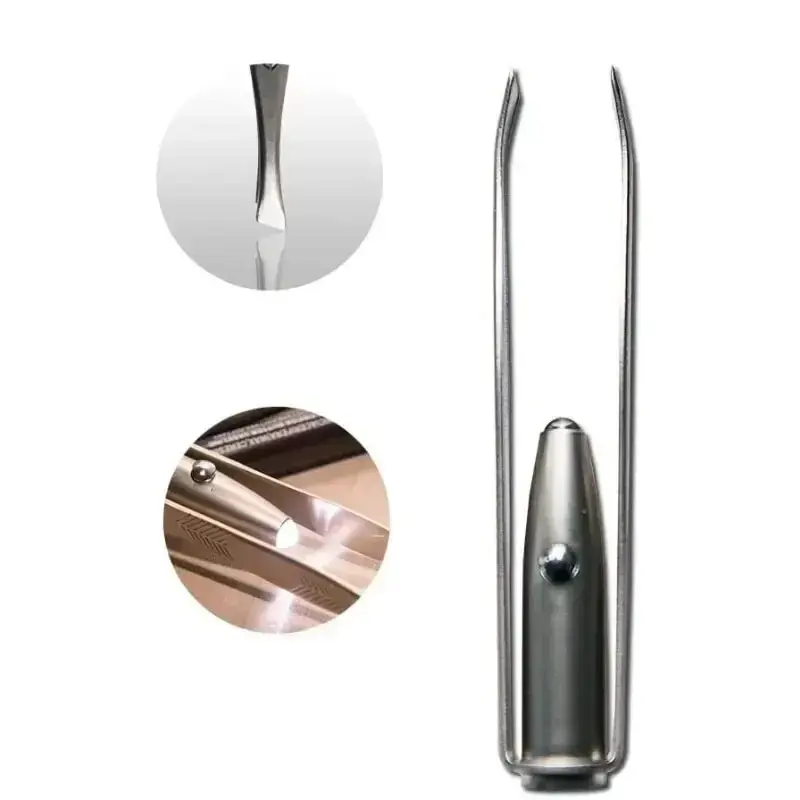 AliExpress Portable Stainless Steel Led Make Up LED Light Eyelash Eyebrow Clip Tweezer Set Smart Design Hair Remove Tweezer Makeup Tool, view 6
