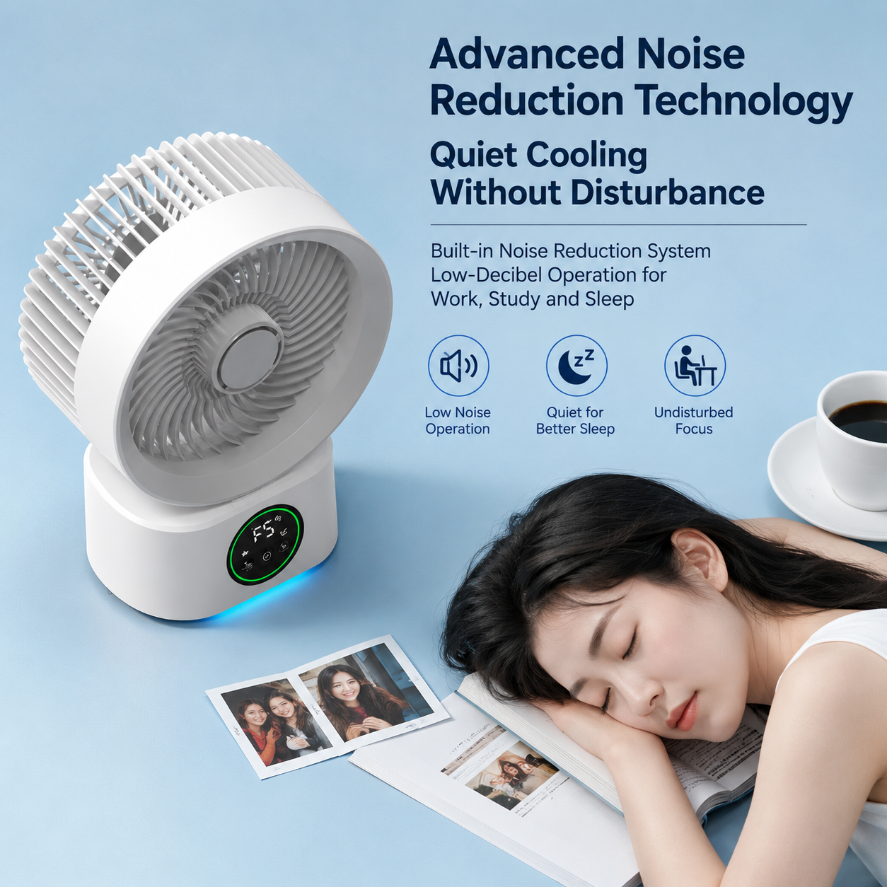 AliExpress Portable Wall-Hanging Fan With Remote Control Smart Voice Rechargeable USB Household Electric Folding Fan Nightlight Air Cooler, view 2