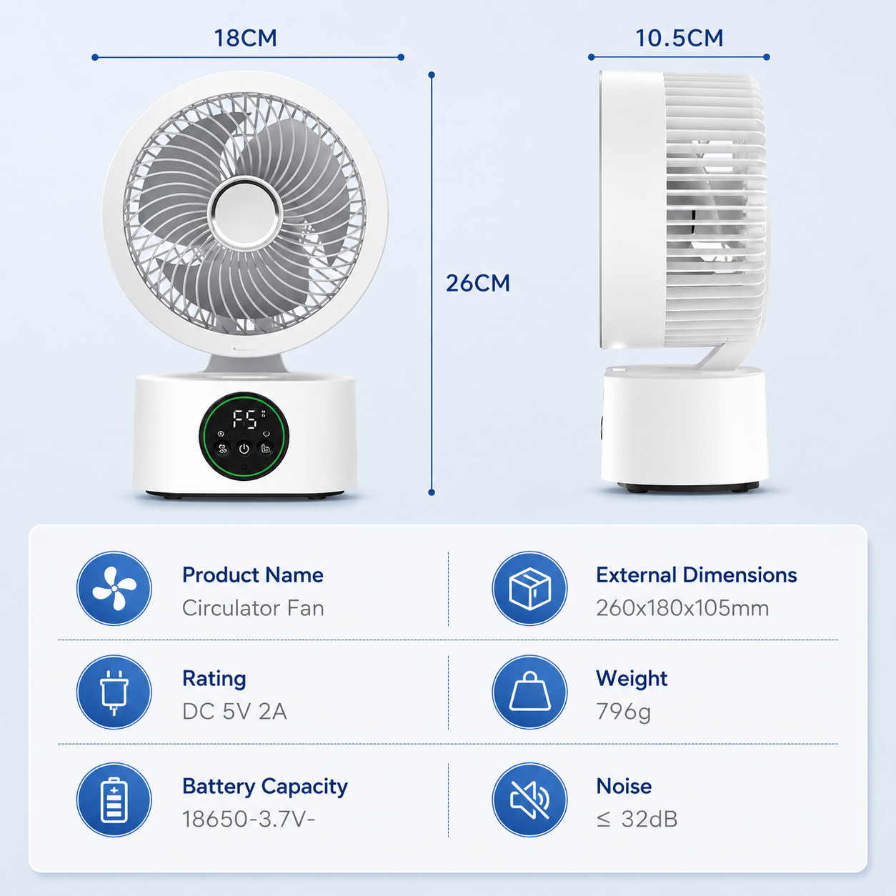 AliExpress Portable Wall-Hanging Fan With Remote Control Smart Voice Rechargeable USB Household Electric Folding Fan Nightlight Air Cooler, view 6