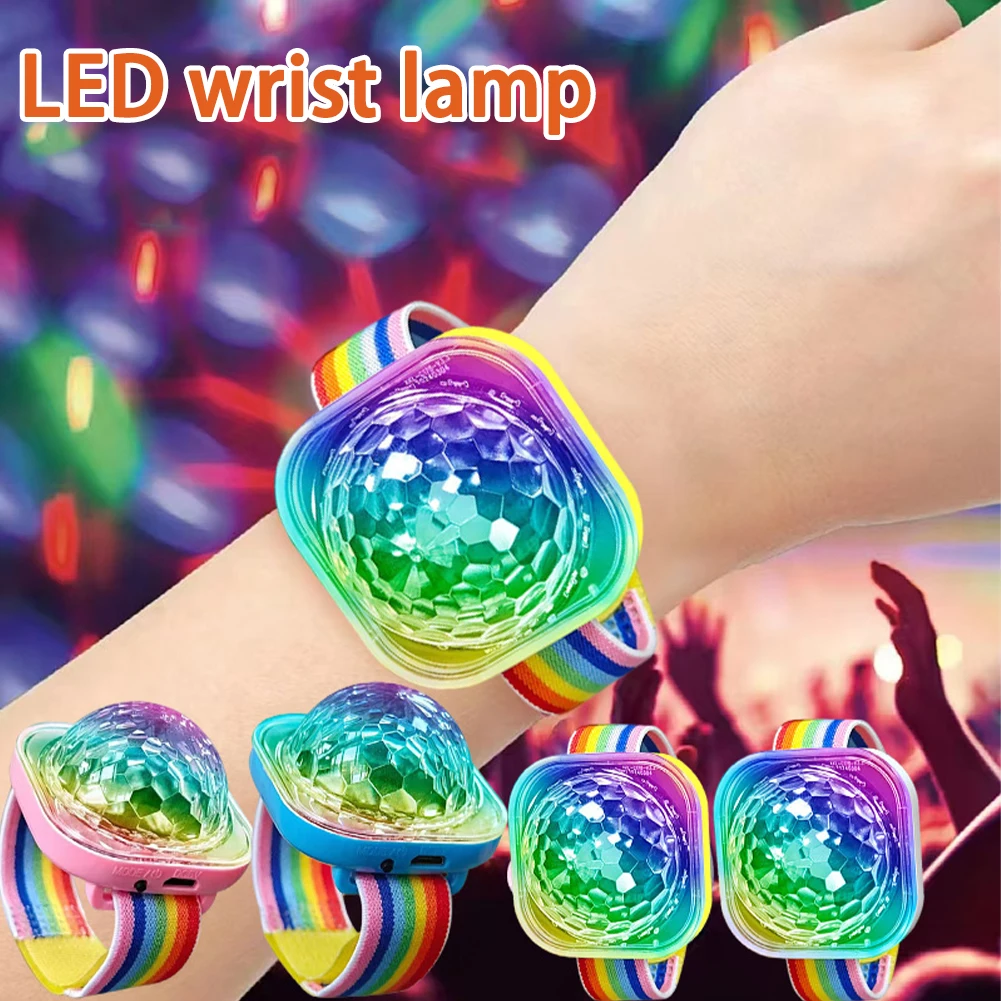 AliExpress Portable Wearable Wrist Ambient Lamp Stage Light Disco Rechargeable LED Colorful Sound Control Lamp for Disco KTV Home Party Bar