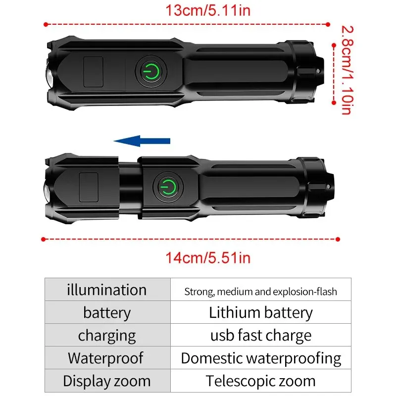 AliExpress Rechargeable Zoom LED Tactical Flashlight, view 5