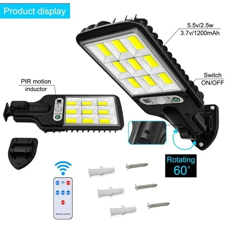 AliExpress Powerful LED Solar Outdoor Led Courtyard Wall Lamp Rechargeable Human Body Induction Garden Terrace Garage Door Street Lighting, view 5