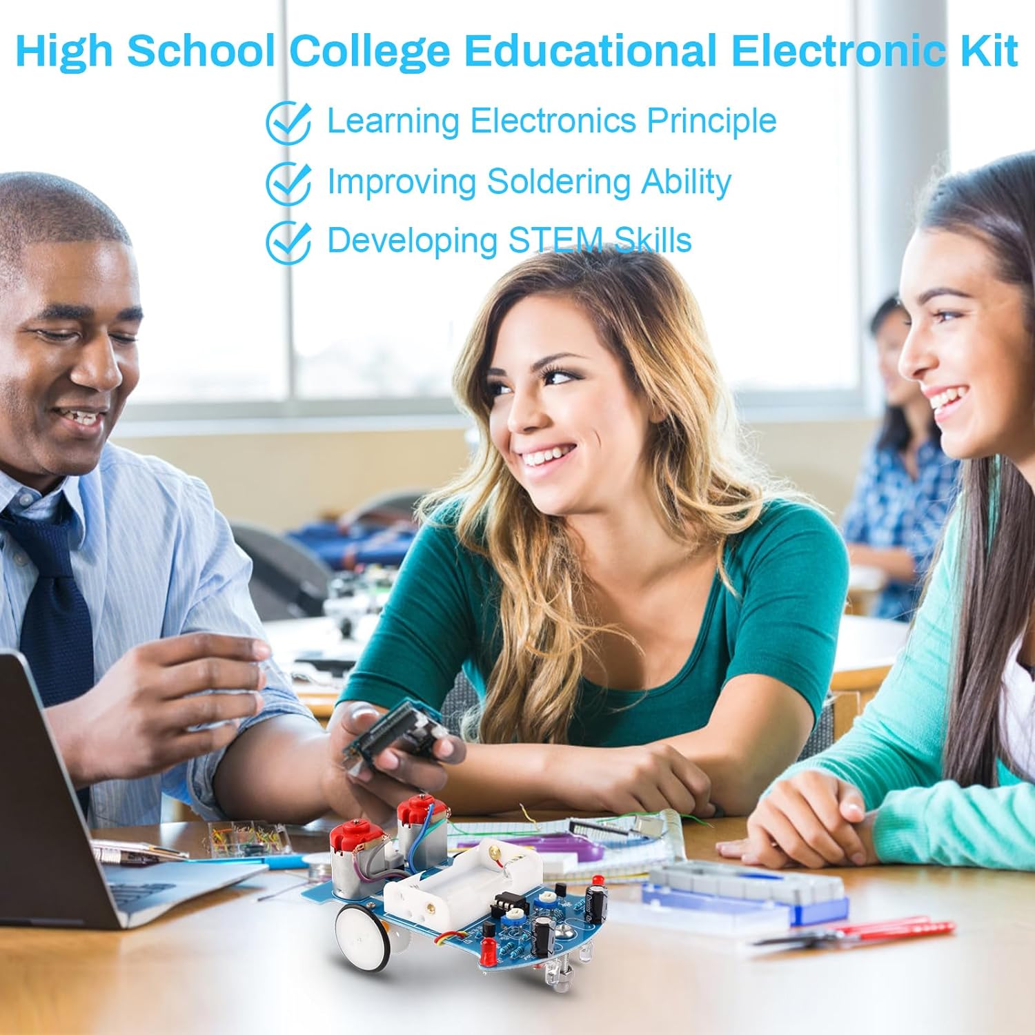 AliExpress Practice Soldering Learning Electronics Kit Smart Car Soldering Project Kits Line Following Robot Beginners DIY Electronics, view 5
