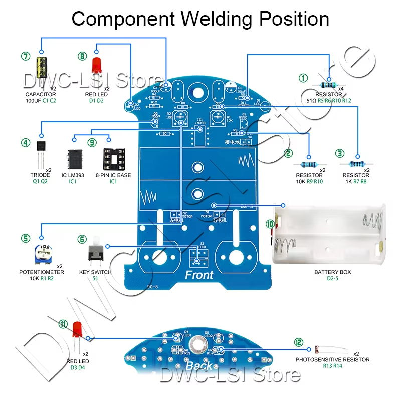 AliExpress Practice Soldering Learning Electronics Kit Smart Car Soldering Project Kits Line Following Robot Beginners DIY Electronics, view 2