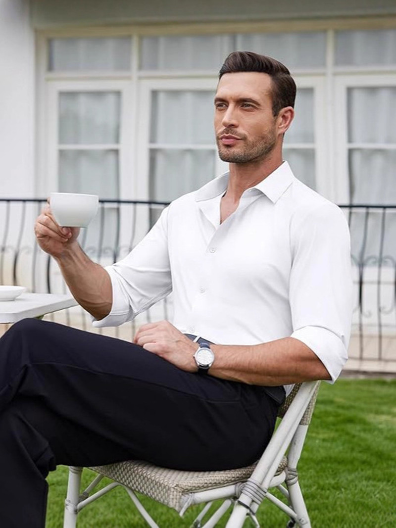 AliExpress Men's Ultra Stretch Wrinkle-Free Dress Shirt, view 6