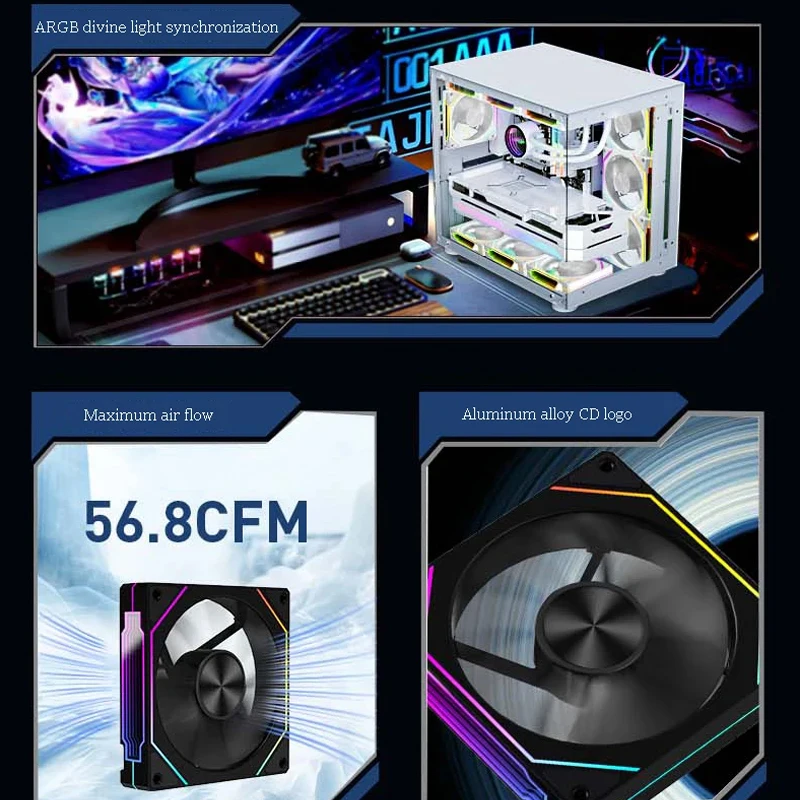 AliExpress PRISM 4PRO Computer Case Fan 12cm ARGB 4 Pin Quiet Cooling Fan 12V Large Air Volume 800-1600RPM, view 5