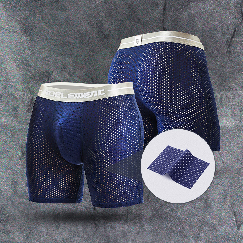 AliExpress Professional sports men's underwear lengthened anti-wear leg boxer shorts ice silk hollow breathable quick dry running long leg, view 2