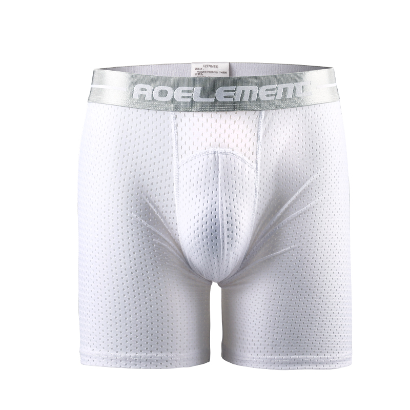 AliExpress Professional sports men's underwear lengthened anti-wear leg boxer shorts ice silk hollow breathable quick dry running long leg, view 3