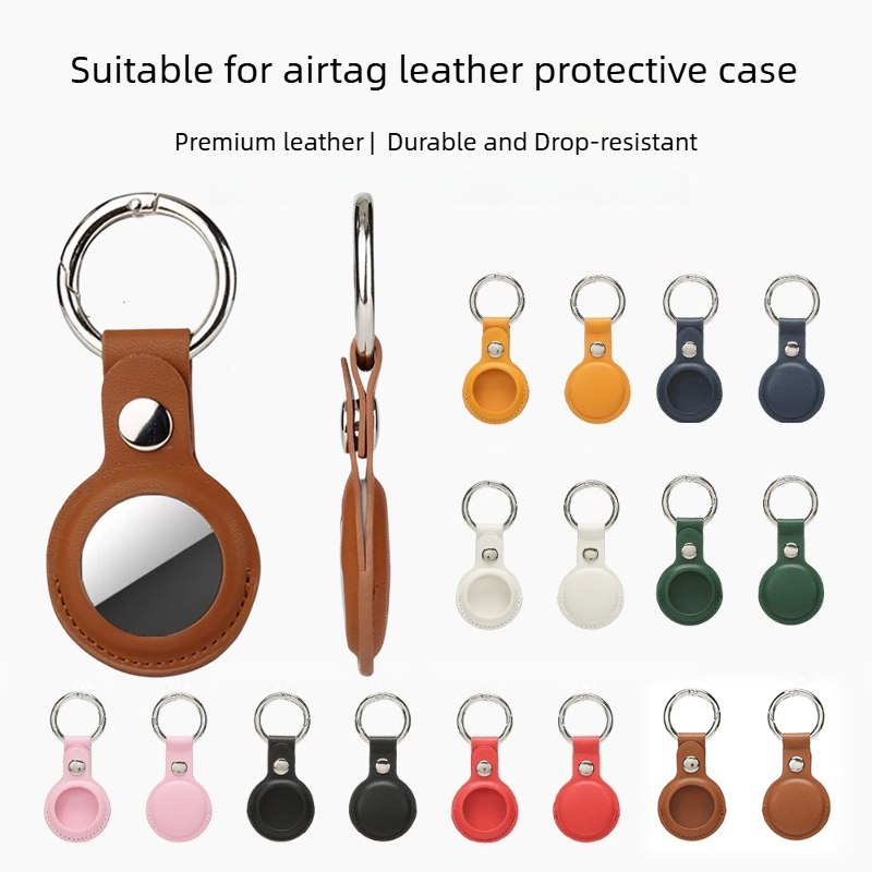 AliExpress PU Leather AirTag Case with Metal Pendant