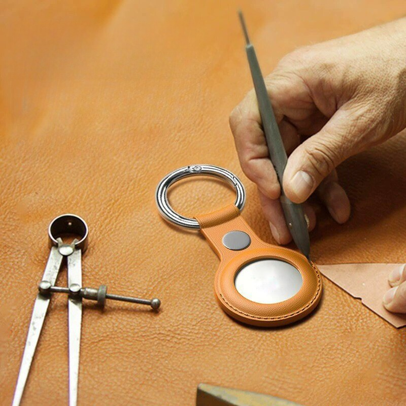 AliExpress PU Leather AirTag Case with Metal Pendant, view 2