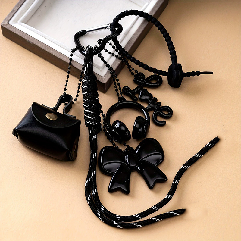 AliExpress Braided Rope PU Leather Letter Keychain, view 4
