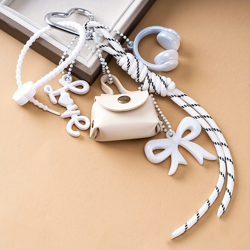 AliExpress Braided Rope PU Leather Letter Keychain, view 6