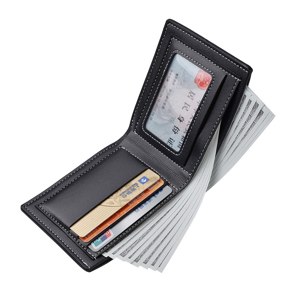 AliExpress Pu Leather Men Short Wallet Thin Style Folding Young Men Credit Card Holder Wallet, view 4