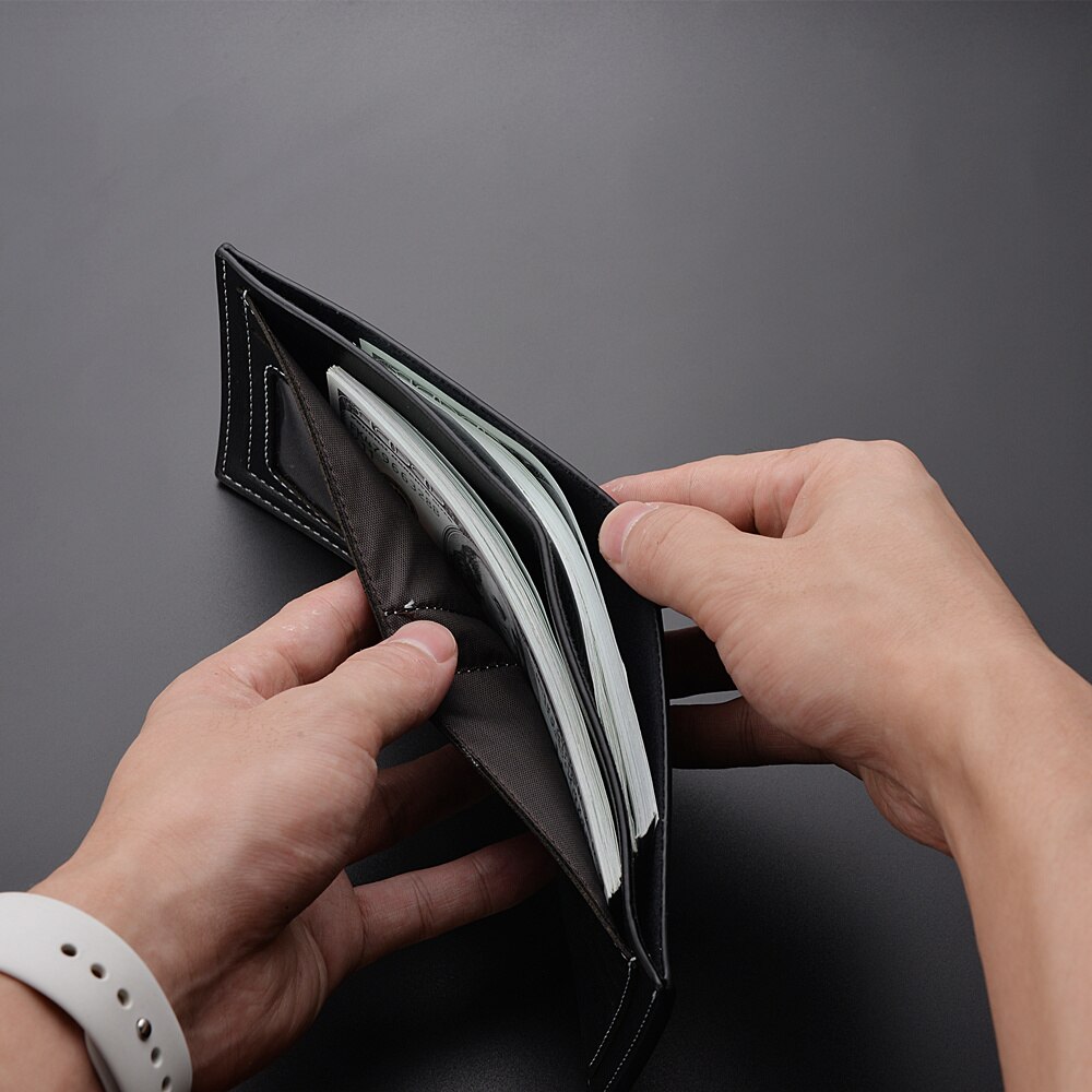 AliExpress Pu Leather Men Short Wallet Thin Style Folding Young Men Credit Card Holder Wallet, view 5