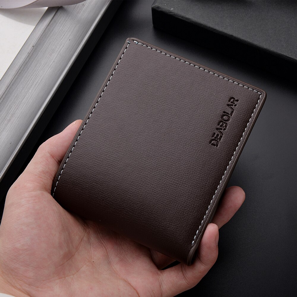 AliExpress Pu Leather Men Short Wallet Thin Style Folding Young Men Credit Card Holder Wallet, view 6