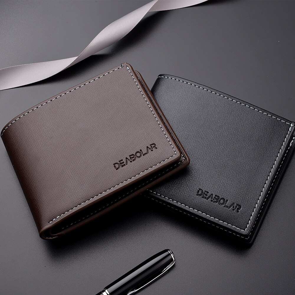 AliExpress Pu Leather Men Short Wallet Thin Style Folding Young Men Credit Card Holder Wallet